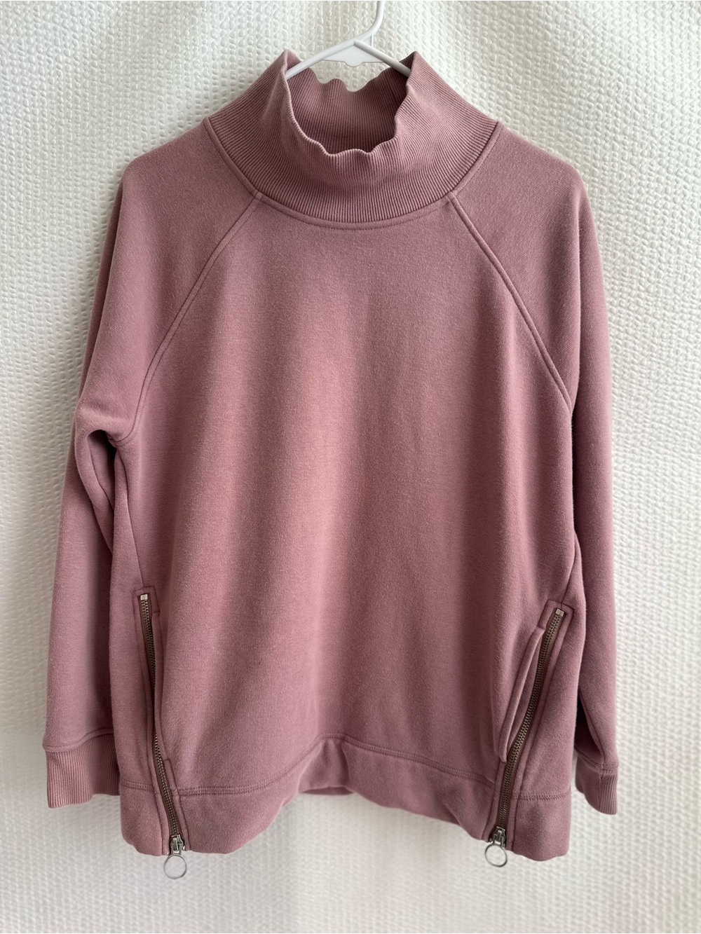 ATHLETA Cozy Karma Side Zip Funnel Neck Pink Sweatshirt Pullover Small Petite